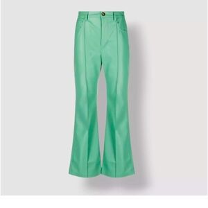 Nanushka Women's Green Zoey Cropped Vegan Leather Kick-flare Pants